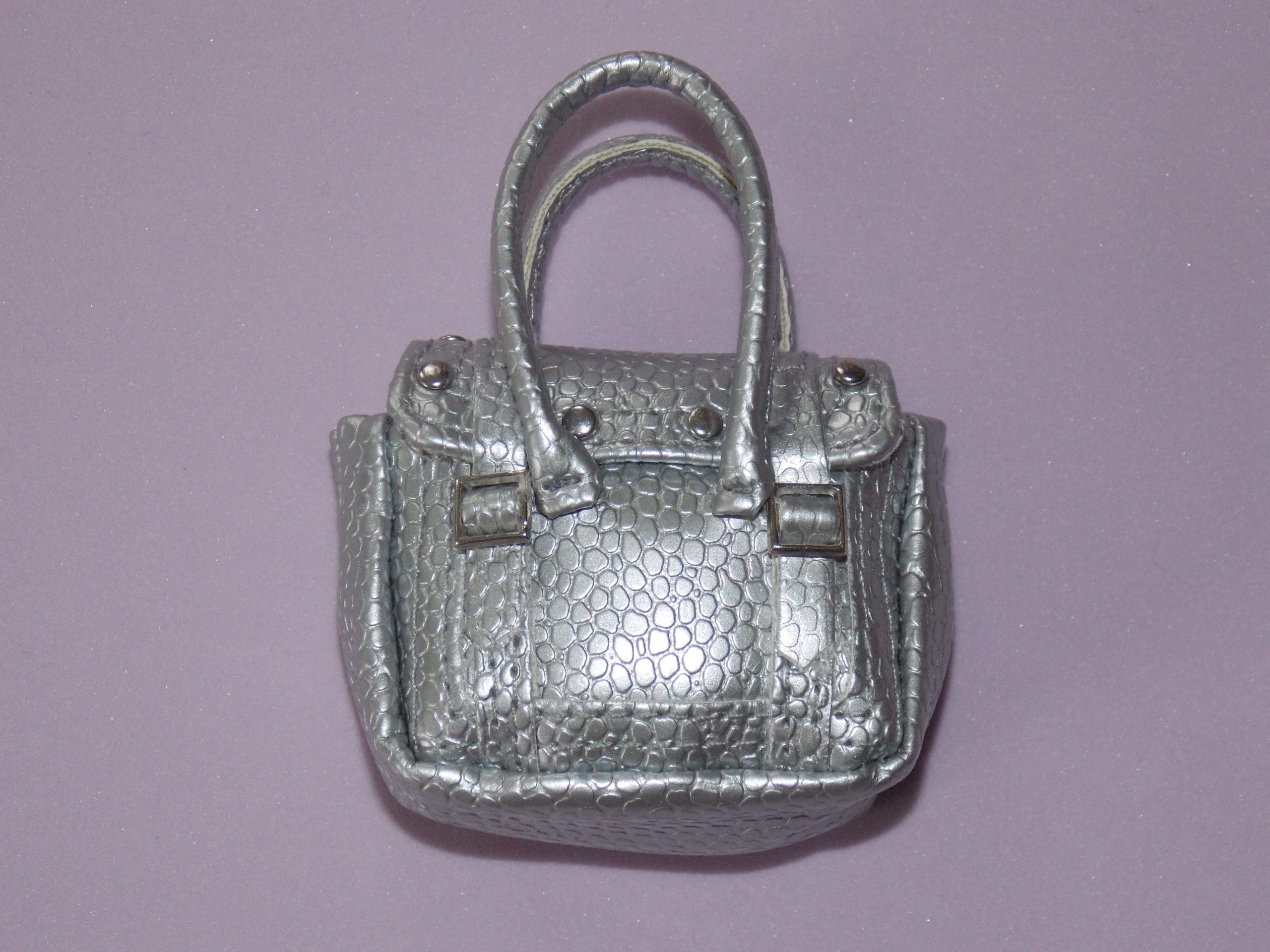 Classic Leather Handbag - Silver - Susans Shop of Dolls